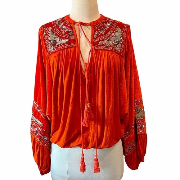FREE PEOPLE Hearts Aflame Embellished Top NWOT - Picture 4 of 10